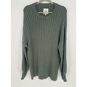 Aerie Ribbed Crewneck Sweater Womens M Gray Green Fuzzy Soft Knit NWT Soft Girl